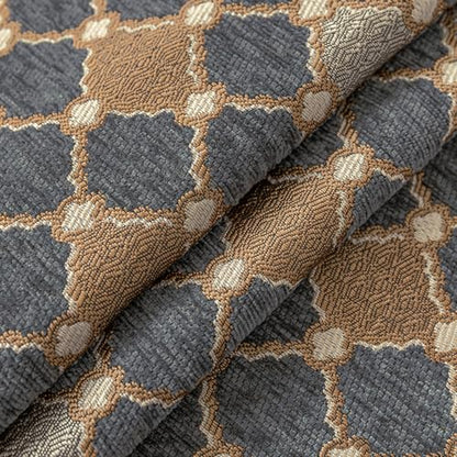 Loom and Mill Elegant Chenille Valances for Windows, Blue-Grey, 54"x18" - color: Blue-grey+khaki+beige