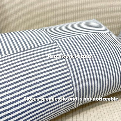Slow Cow Lumbar Throw Pillow Cover Stripe 12 x 24 Inches Denim Blue - color: D-denim Blue, size: 24" x 12" (Pack of 1)