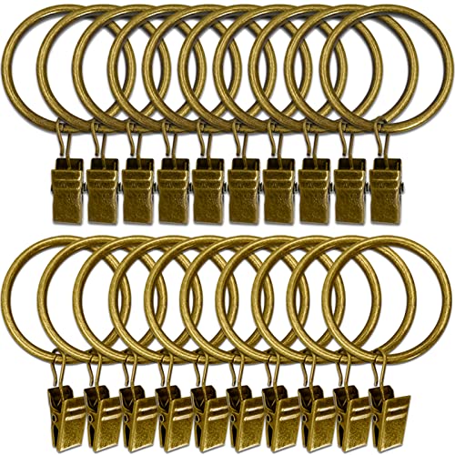 LLPJS Curtain Rings with Clips, 1.5 inch ID, 20 Pack, Bronze - color: Bronze, size: 1.5" I D Set of 20