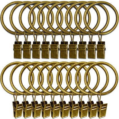 LLPJS Curtain Rings with Clips, 1.5 inch ID, 20 Pack, Bronze - color: Bronze, size: 1.5" I D Set of 20