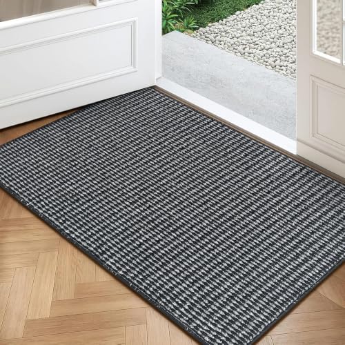 Mordem Dirt Trapper Door Mat 36"x60" Non Slip Washable Indoor Door Mat Absorbent Low-Profile Indoor Outdoor Floor Mat for Entryway Brown - color: Black/Grey, size: 36"x60"