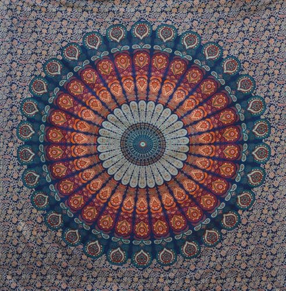 Bless International-Cotton-Blockbuster-Handmade-Mandala-Tapestry - color: Blockbuster, size: 72"L x 54"W