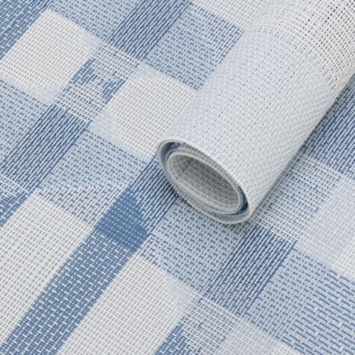 Winknowl Placemats Set of 8, Heat Resistant Stain Resistant Woven Vinyl Insulation Place mats, Durable Washable Elegant Table Mats for Kitchen Dining Table Decor (Geometric Blue) - color: Geometric Blue, size: Set of 8