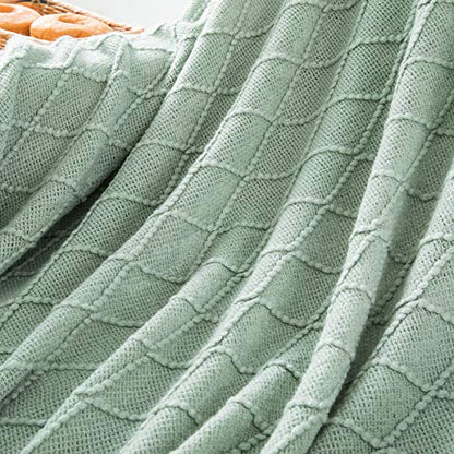 Homiest Aqua Knitted Throw Blanket with Fringe, 50x60 Inch - color: Aqua, size: 50" x 60"