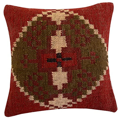 Trade Star 70% Jute 30% Wool Kilim Throw Pillow Covers 18x18 Inche - color: Pattern 10