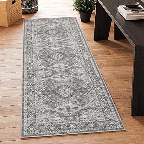 Rugland 2'6"x8 Runner Rug Non Slip, Washable Rug Runners for Hallways Grey - color: Tpr07-grey, size: 2'6" x 8' (Runner)