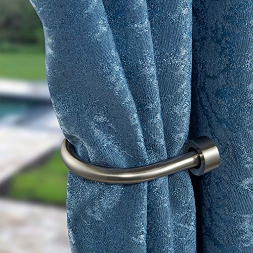 Drapery Holdback, Quality Metal Decorative Curtain Holdbacks with Zinc Alloy Cap Finials,Rust-Proof, Set of 2 Window Curtain Holdbacks,Satin Nickel - color: Satin Nickel