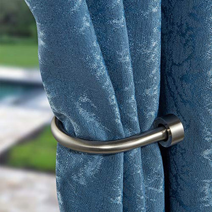 Drapery Holdback, Quality Metal Decorative Curtain Holdbacks with Zinc Alloy Cap Finials,Rust-Proof, Set of 2 Window Curtain Holdbacks,Satin Nickel - color: Satin Nickel