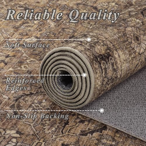 Schweek 2x5 Runner Rug Washable Non-Slip Neutral Rugs for Hallways Brown - color: Brown, size: 2' x 5' (Runner)