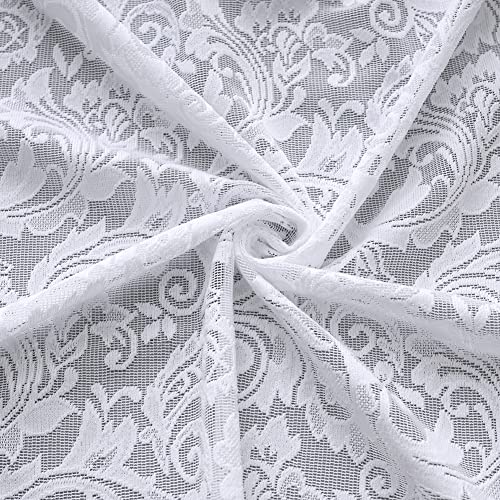 ALIGOGO White Lace Sheer Curtains 80 Inchesn Long, Rustic Floral 2 Panels - color: White 1, size: 52"W x 80"L (Pack of 2)