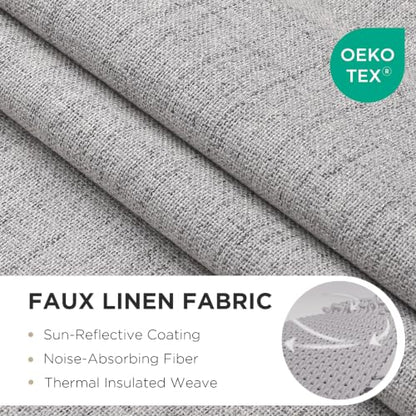 Joydeco Blackout Curtains 63 Inches Long 2 Panels Burg, Room Darkening Curtains for Bedroom, 100% Black Out Textured Thermal Drapes Privacy Protection 2 Panels Set(W52 x L63 Inch, Greyish White) - color: Greyish White, size: 52"W x 63"L (Pack of 2)