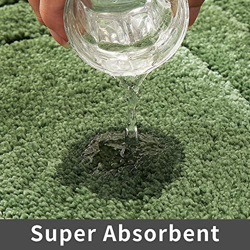 COSY HOMEER Plush Non-Slip Bath Mat, Green, 17" x 27" - color: Green, size: 17" x 27" (Oval)