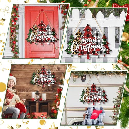 Christmas Decor Wreath for Front Door Xmas Door Sign, Classic Tree Style - style: Classic Tree Style