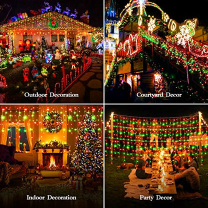 98FT 960 LED Christmas Lights , Waterproof 8 Modes Ice Lights for Outside with Memory and Timer Hanging Fairy Lights Plug-in Curtain String Lights for Holiday Party Wedding Home (Red and Green) - color: Turquoise