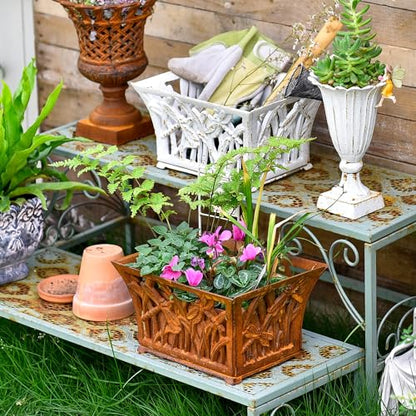 Sungmor Cast Iron Plant Basket with Non-Woven Growing Bag - Rust Rust - color: Rust Color - Rectangle