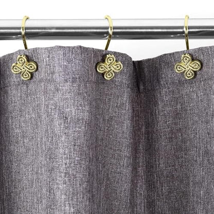 Brass Gold Shower Curtain Hooks: Rust Proof Metal Curtain Rings, 12Pcs - color: Gold