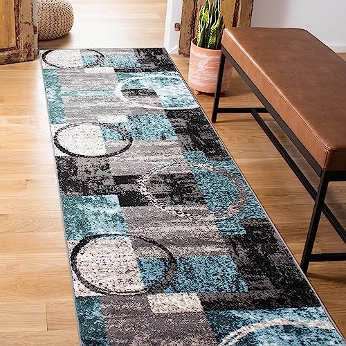 Rugshop Circle Design Contemporary Fade-Resistant Runner Rug Gray 2' x 10' - color: Grey, size: 2' x 10' (Rectangular)