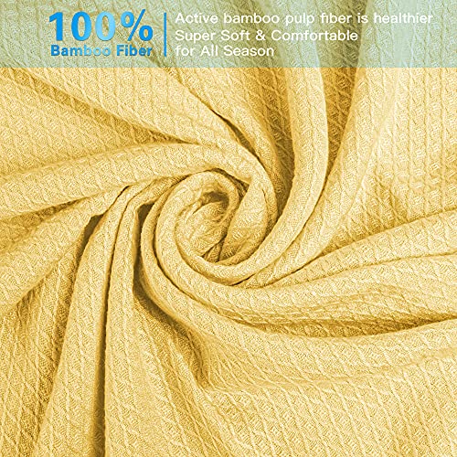 AmyHomie Cooling Blanket 79"x91", 100% Rayon Derived from Bamboo - color: Light Yellow, size: 79" x 91"