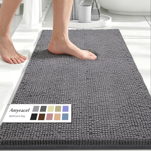 Amyracel Bathroom Rugs Mat 48x60, Thick Soft Quick Dry Absorbent - color: Grey, size: 48" x 60"