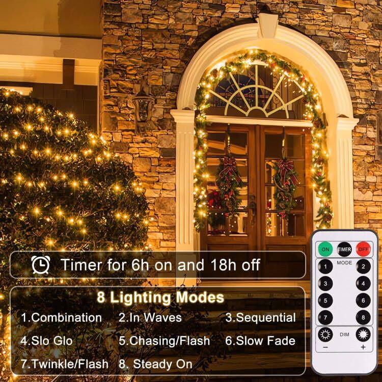 CCILAND 2 Pack Fairy Lights Battery Operated with Remote Timer (Warm White) - color: Warm White
