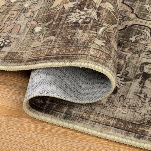 Pauwer Hallway Runner Rug 2x6, Washable Kitchen Runner, Green and Brown - color: Green and Brown, size: 2' x 6' (Runner)