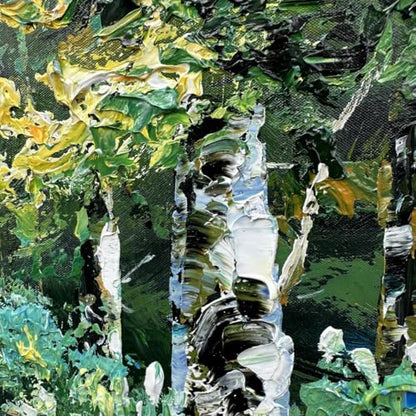 Alenoss Hand Painted Oil Painting on Canvas, Green Textured Wall Art - color: AL-B103