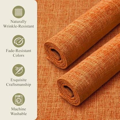 KXN Placemats Set of 4, Durable Dual-Layer Fabric Table Mats, Orange - color: Orange