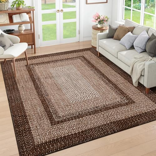 RUGSREAL Washable Rug 5x7 Modern Geometric Living Room Bedroom Rugs - color: Brown, size: 5' x 7' (Rectangular)