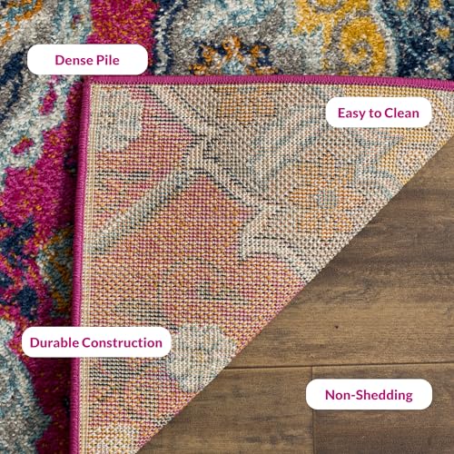 SAFAVIEH Madison Collection Runner Rug - 2'3" x 14', Fuchsia & Gold, Boho Chic Glam Paisley Design, Non-Shedding & Easy Care, Ideal for High Traffic Areas in Living Room, Bedroom (MAD600A) - color: Fuchsia/Gold, size: 2'3" x 14' (Runner)