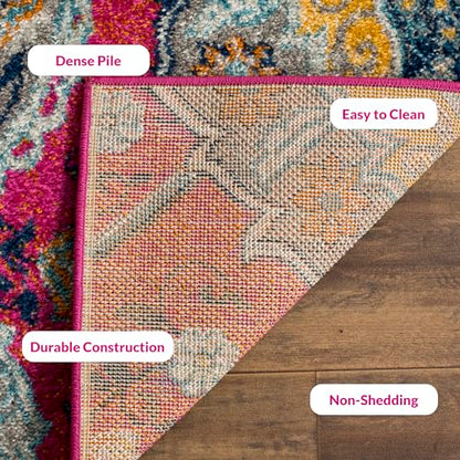 SAFAVIEH Madison Collection Runner Rug - 2'3" x 14', Fuchsia & Gold, Boho Chic Glam Paisley Design, Non-Shedding & Easy Care, Ideal for High Traffic Areas in Living Room, Bedroom (MAD600A) - color: Fuchsia/Gold, size: 2'3" x 14' (Runner)