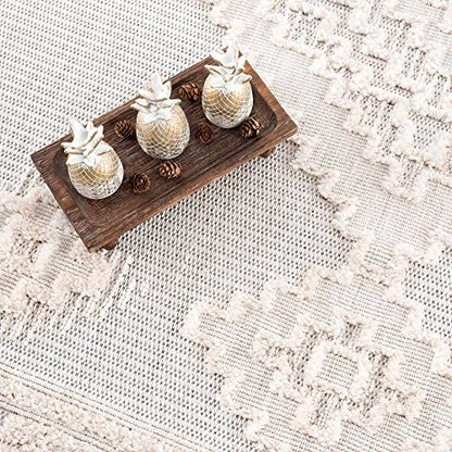Hauteloom Thackeray Farmhouse Living Room Bedroom Modern Moroccan Medallion Runner Rug - Soft Shaggy High Low Carpet - High Pile - Bohemian, Boho - White, Beige, Cream - 2'7" x 7'3" - color: Cream / Rosales, size: 2'8" x 7'3" (Runner)