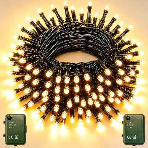 Pooqla Warm White Battery String Lights, 2x50 LED Christmas Fairy Lights - color: Warm White, size: 50 LED x2