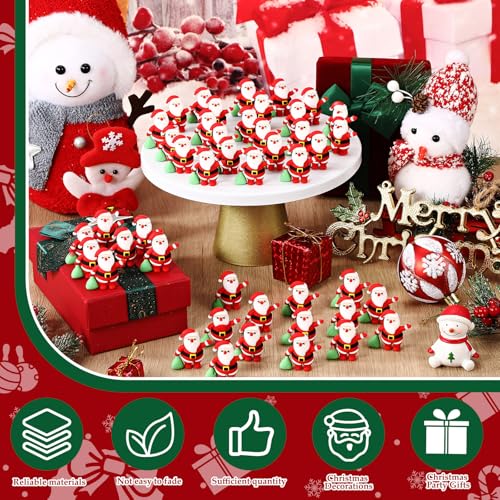 Halloscume 25 Pcs Mini Santa Christmas Figurines to Hide, White Skin