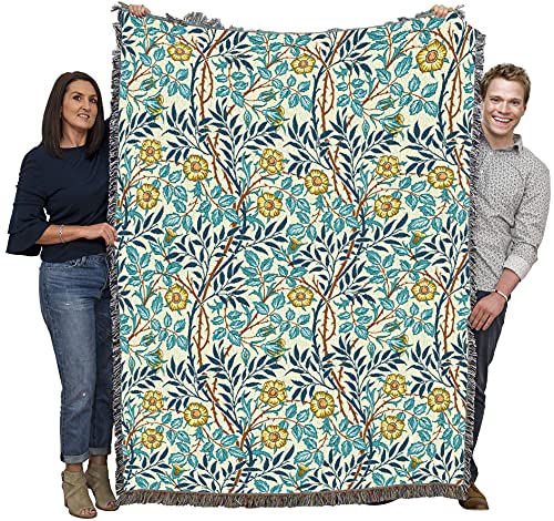Pure Country Weavers William Morris Sweetbriar Mellow Blanket - Arts & Crafts - Gift Tapestry Throw Woven from Cotton - Made in the USA (72x54) - color: Mellow, size: Large