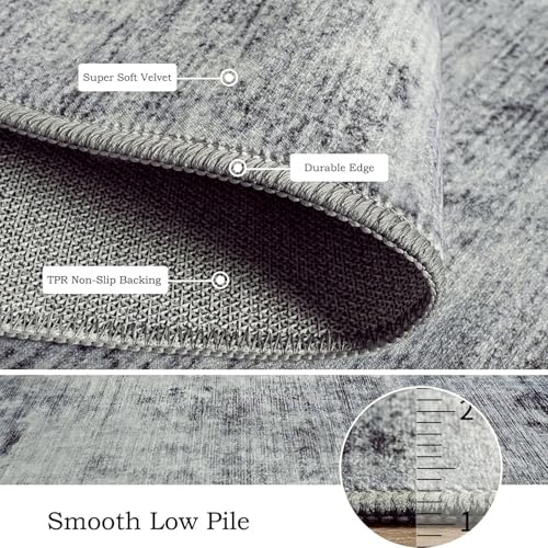 Toneed Washable 2x3 Grey Area Rug with Non-Slip Backing for Entryway - color: Light Neutral Gray, size: 2' x 3' (Rectangular)