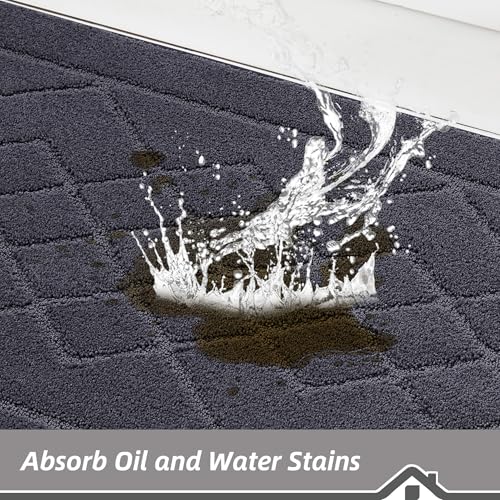 BEQHAUSE Kitchen Rugs Set of 2 Non Slip Runner, 20"x30"+20"x48", Dark Grey - color: Dark Grey, size: 20" X 30" + 20" X 48"