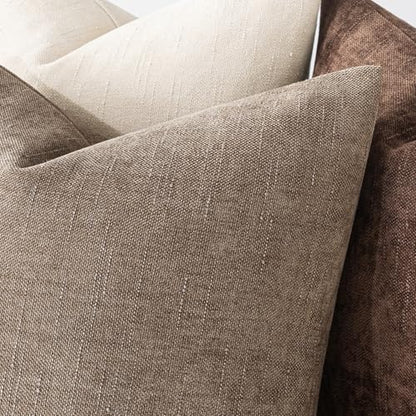 MIULEE Textured Chenille Throw Pillow Covers 18x18 Inch Taupe Grey - color: Taupe Grey, size: 18" x 18" (Pack of 2)