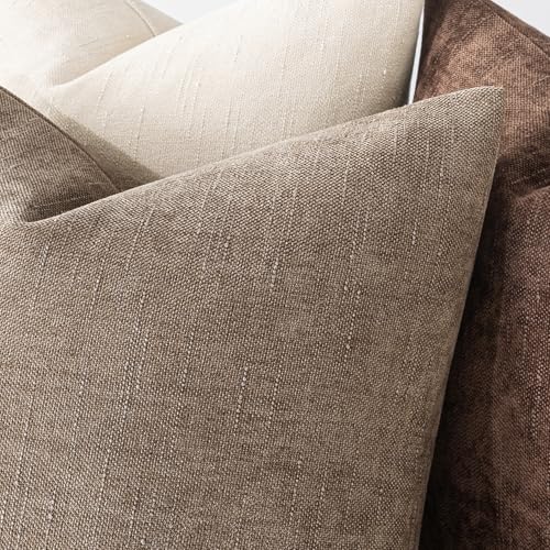 MIULEE Textured Chenille Throw Pillow Covers 20x20 Inch Taupe Grey - color: Taupe Grey, size: 20" x 20" (Pack of 2)