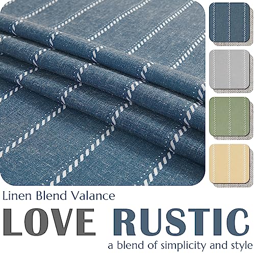 jinchan Striped Linen Valance Blue Farmhouse 18 Inch 1 Panel - color: Nautical Striped Blue, size: 50"W x 18"L (Pack of 1)