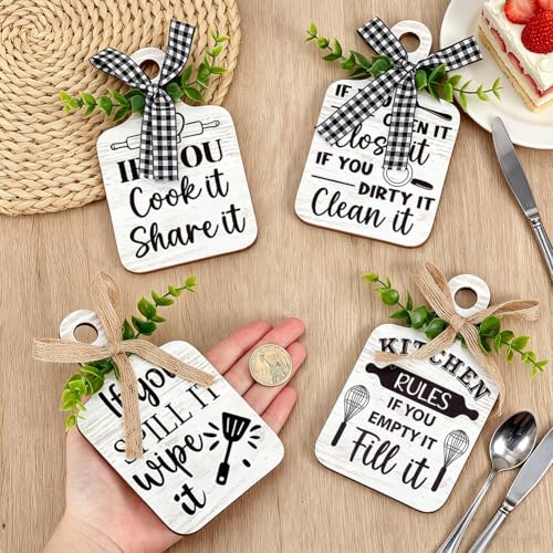 PH PandaHall Kitchen Rules Wooden Sign Eat Wood Cutting Board 4 Styles - style: Kitchen Rules