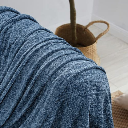 BOURINA Chenille Throw Blanket Boho Throw Outdoor Blanket,50x60Inch Navy - color: Navy, size: 50"×60"