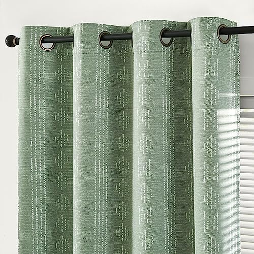 jinchan Boho Blackout Curtains 63 Inch Length for Bedroom Living Room - color: Boho | White on Sage Green, size: 52"W x 63"L (Pack of 2)