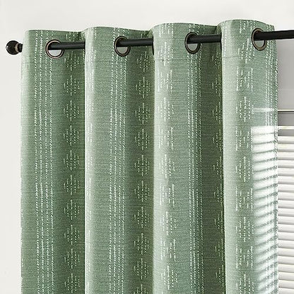 jinchan Boho Blackout Curtains 63 Inch Length for Bedroom Living Room - color: Boho | White on Sage Green, size: 52"W x 63"L (Pack of 2)