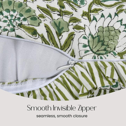 CPC Agate Green Block Print Ruffle Sham Pillow Cover 12x20 Inch, Pack of 1 - color: Agate Green, size: 20" x 12" (Pack of 1)