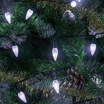 AWQ 200LED 66FT C6 Christmas String Lights Plug in Fairy Twinkle Multicolor - color: White