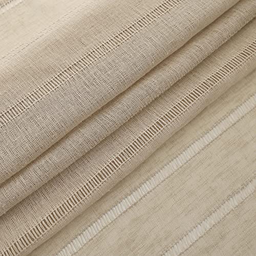 Demetex Lace Curtains Linen Stripes Semi Sheer Window Curtain Panels for Bedroom Living Room, Set of 2, 54 x 72 inches Long, Linen - color: Striped Linen, size: 54"W x 72"L (Pack of 2)