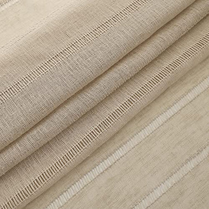 Demetex Lace Curtains Linen Stripes Semi Sheer Window Curtain Panels for Bedroom Living Room, Set of 2, 54 x 72 inches Long, Linen - color: Striped Linen, size: 54"W x 72"L (Pack of 2)