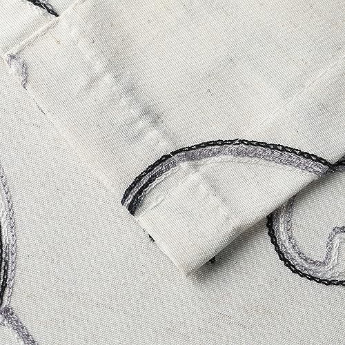 VOGOL Gray Leaf Embroidered Linen Textured Valance, 42 x 18, 1 Panel - color: Grey, size: 42"W x 18"L (Pack of 1)
