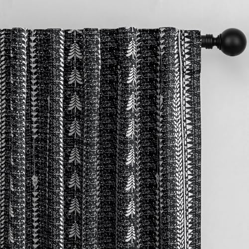MEETSKY Boho Black 95% Blackout Bedroom Curtains 50Wx72L,2 Panels - color: Black, size: 50"W x 72"L (Pack of 2)