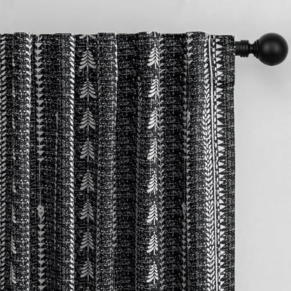 MEETSKY Boho Black 95% Blackout Bedroom Curtains 50Wx72L,2 Panels - color: Black, size: 50"W x 72"L (Pack of 2)